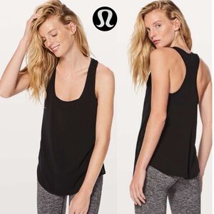 Lululemon Love Tank Top Black Pima Cotton Curved Hem Racerback Plus Size 14